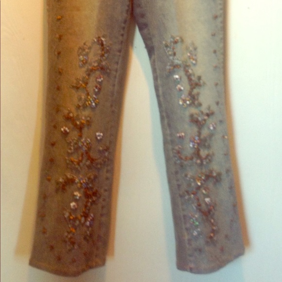 MENG YI Jeans with stones and beads SZ6 - Picture 3 of 6